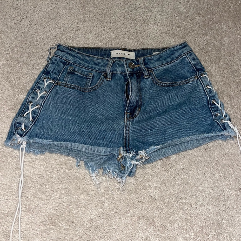 High Wasted Jean Shorts with Side Ties